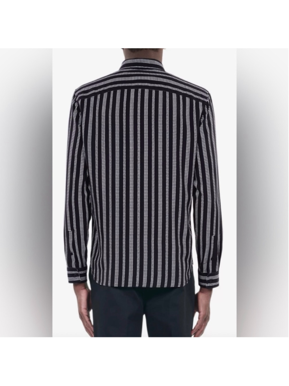Men's The Kooples PDP Lines Black & White Dot/Stripe Button Down Shirt M NWT - Picture 3 of 16